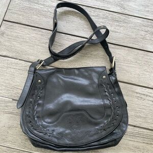 Cole Haan Black Leather Saddle Bag